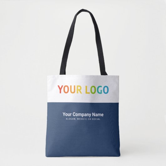 Aangepaste Navy Blue Business Logo, naam werknemer Tote Bag (Voorkant)