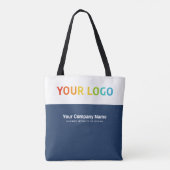 Aangepaste Navy Blue Business Logo, naam werknemer Tote Bag (Achterkant)