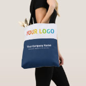 Aangepaste Navy Blue Business Logo, naam werknemer Tote Bag (Dichtbij)