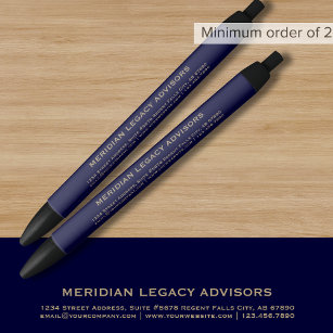 Aangepaste Navy Blue en Gold Promotie Pen
