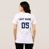 Aangepaste Navy Blue en Gray Team Football Moeder Tri-Blend Shirt (Achterkant volledig)