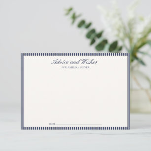 Aangepaste Navy Blue Gestreepte Preppy Baby Shower Advieskaart