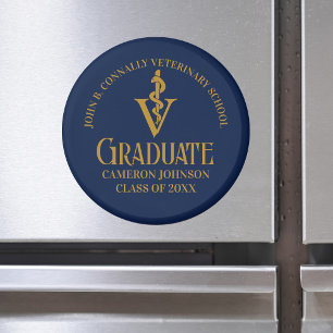 Aangepaste Navy Blue Gold Veterinaire School Afstu Magneet