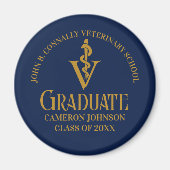 Aangepaste Navy Blue Gold Veterinaire School Afstu Magneet (Voorkant)
