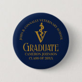 Aangepaste Navy Blue Gold Veterinaire School Afstu Ronde Button 5,7 Cm (Voorkant)