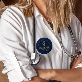 Aangepaste Navy Blue Gold Veterinaire School Afstu Ronde Button 5,7 Cm