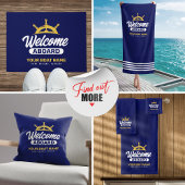 Aangepaste Navy Blue & Goud Bootnaam Welkom Aan Bo Strandlaken