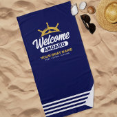 Aangepaste Navy Blue & Goud Bootnaam Welkom Aan Bo Strandlaken