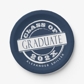 Aangepaste Navy Blue Graduation Party Afstuderen Papieren Bordje