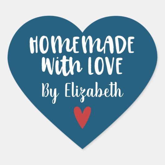 Aangepaste Navy Blue Homemade met Love Hart Sticker (Voorkant)