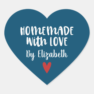 Aangepaste Navy Blue Homemade met Love Hart Sticker