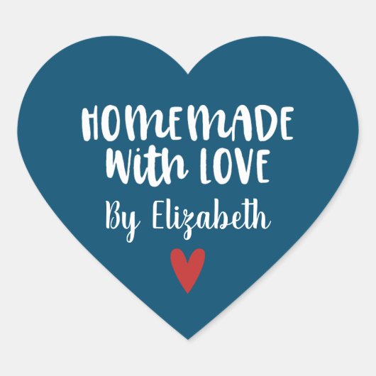 Aangepaste Navy Blue Homemade met Love Hart Sticker (Voorkant)