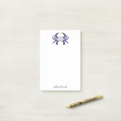 Aangepaste Navy Blue Krab, Coastal Post-Its Post-it® Notes (Op bureau)