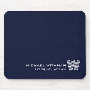 Aangepaste NAVY BLUE LIJN Monogram, naam & beroep  Muismat