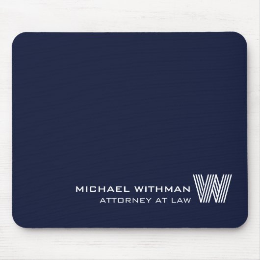 Aangepaste NAVY BLUE LIJN Monogram, naam & beroep  Muismat (Voorkant)