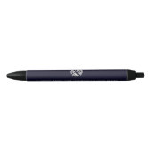 Aangepaste Navy Blue Logo Promotional Zwarte Inkt Pen (Voorkant)