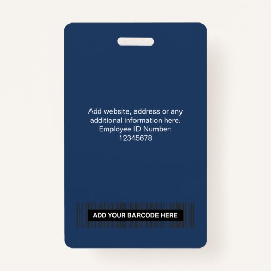 Aangepaste Navy Blue Medewerker Foto ID Logo Naam Badge (Achterkant)