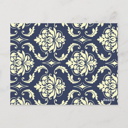 Aangepaste Navy Damask Trouwtafel nummer 2 Briefkaart (Achterkant)