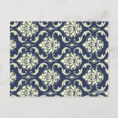 Aangepaste Navy Damask Trouwtafel Nummer Briefkaart (Achterkant)