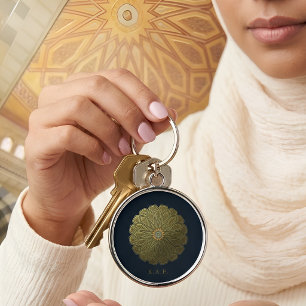 Aangepaste Navy Goud Islamitische Geometrie Madina Sleutelhanger