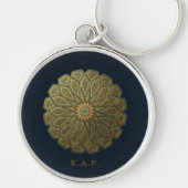 Aangepaste Navy Goud Islamitische Geometrie Madina Sleutelhanger (Voorkant)