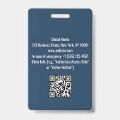 Aangepaste Navy & Red Media Pass | Druk op ID-badg Badge (Achterkant)