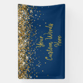 Aangepaste Navy White Goud Verjaardagsfeest Foto b Spandoek (Verticaal)