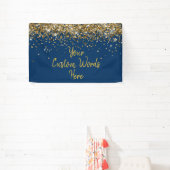 Aangepaste Navy White Goud Verjaardagsfeest Foto b Spandoek (Insitu)