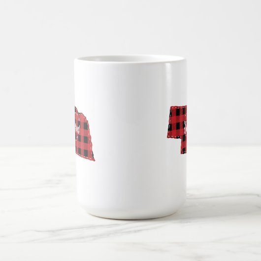 Aangepaste Nebraska Home State Buffel Plaid Kerstm Koffiemok (Center)