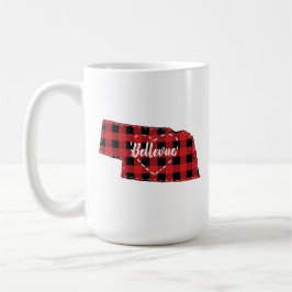 Aangepaste Nebraska Home State Buffel Plaid Kerstm Koffiemok