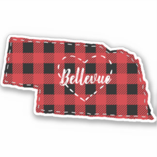 Aangepaste Nebraska Home State Buffel Plaid Kerstm Sticker