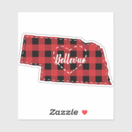 Aangepaste Nebraska Home State Buffel Plaid Kerstm Sticker