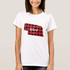 Aangepaste Nebraska Home State Buffel Plaid Kerstm T-shirt
