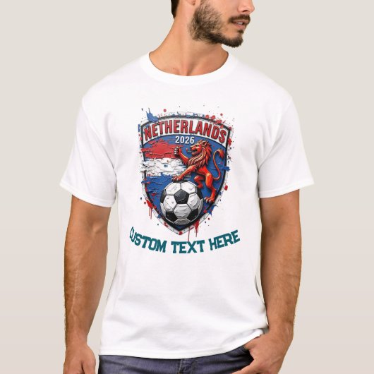 Aangepaste Nederlandse nationale voetbalfan T-shirt (Voorkant)