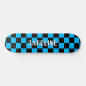 Aangepaste Neon Blue Black Abstracte geometrische Persoonlijk Skateboard (Horizontaal)