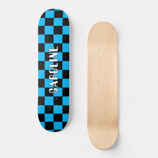 Aangepaste Neon Blue Black Abstracte geometrische Persoonlijk Skateboard (Voorkant)