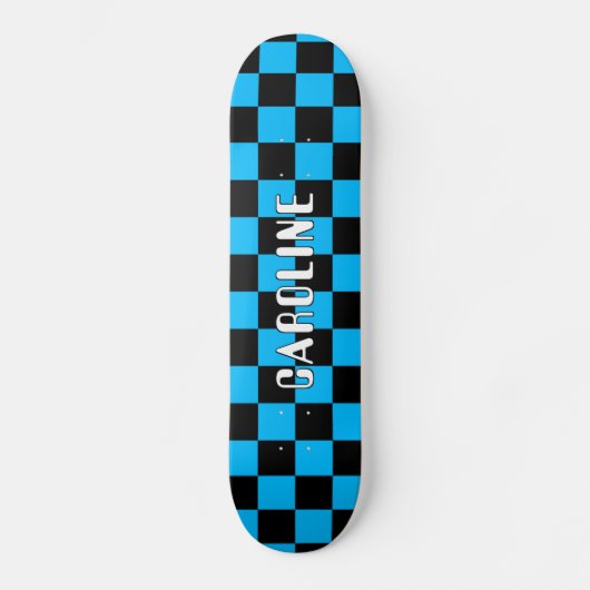 Aangepaste Neon Blue Black Abstracte geometrische Persoonlijk Skateboard (Voorkant)