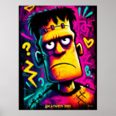 Aangepaste Neon Frankenstein Retro Halloween Ontwe Poster (Voorkant)