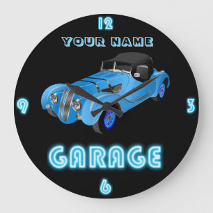 Aangepaste NEON GARAGE Clock ADD Business Name Car Grote Klok