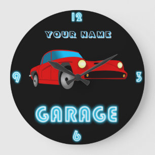 Aangepaste NEON GARAGE Clock ADD Business Name Car Grote Klok