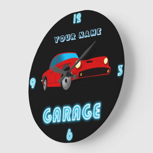 Aangepaste NEON GARAGE Klok TOEVOEGEN Bedrijfsnaam (Hoek)