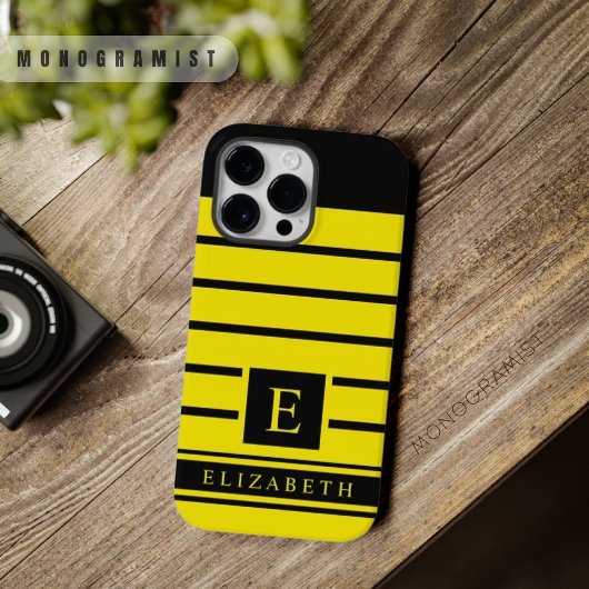Aangepaste neon geel en zwart kleur strepen Case-Mate iPhone case
