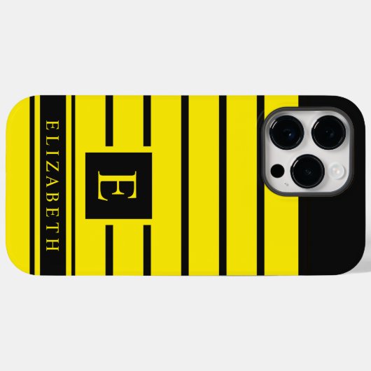 Aangepaste neon geel en zwart kleur strepen Case-Mate iPhone case (Achterkant (horizontaal))