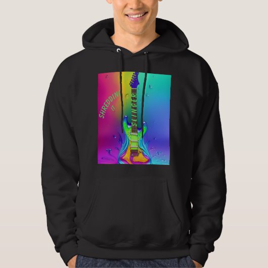 Aangepaste Neon Gitaar, Psychedelische Boho Vintag Hoodie (Voorkant)