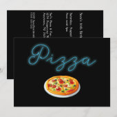 Aangepaste Neon Glow Pizza Feest Uitnodiging (Voorkant / Achterkant)