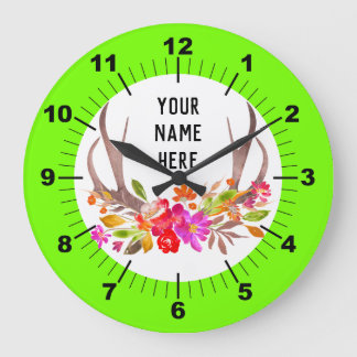 Aangepaste Neon Green Floral Grote klok