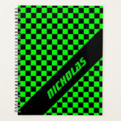 Aangepaste Neon Green geruit patroon planner (Voorkant)