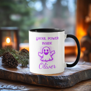 Aangepaste Neon Halloween Mok - Paarse Ghost Desig