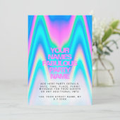Aangepaste Neon Holographic Iridescent Y2K Party Kaart (Staand voorkant)