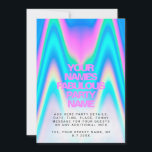 Aangepaste Neon Holographic Iridescent Y2K Party Kaart<br><div class="desc">Aangepaste Neon Holographic Iridescent Y2K Universal Party Invitation cards met heldere abstracte dampgolfachtergrond en uw persoonlijke tekst en partijnaam. Perfect voor verjaardagsuitnodigingen,  babydoucheuitnodigingen,  quinceanera,  zoete 16 feestuitnodigingen en elke kleurrijke partij.</div>